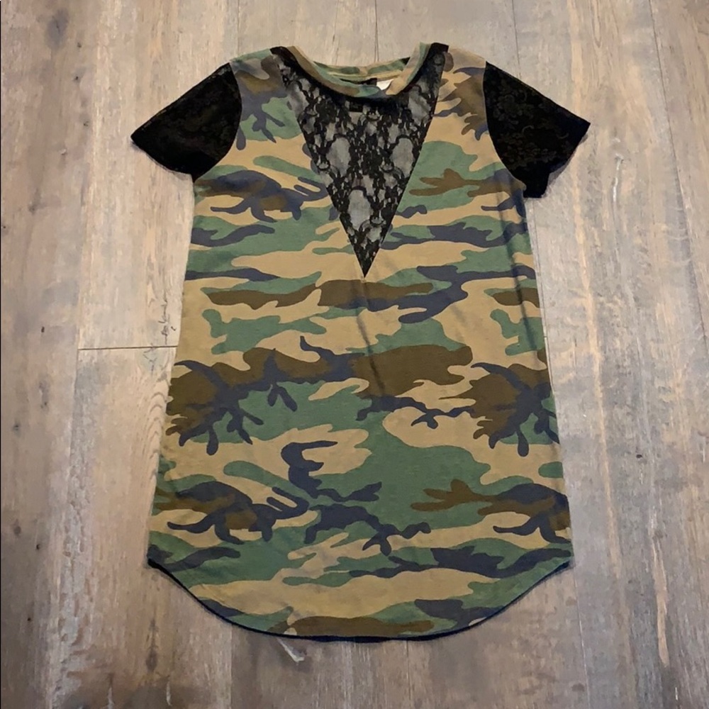 Camouflage black lace dress